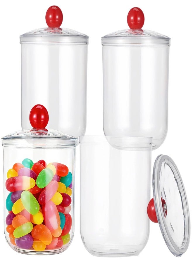 COSYOO 4 Pack 47 oz Clear Plastic Candy Jars with Lids, Large Cookie Storage Containers for Kitchen Counter, Wide Mouth Candy Cookie Canisters for Snacks Treats - Image 1