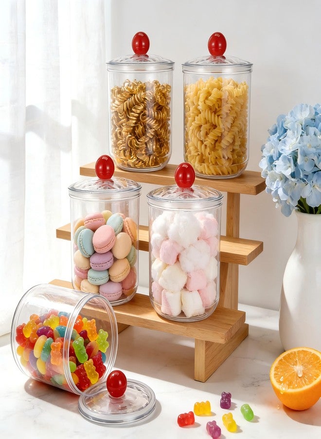 COSYOO 4 Pack 47 oz Clear Plastic Candy Jars with Lids, Large Cookie Storage Containers for Kitchen Counter, Wide Mouth Candy Cookie Canisters for Snacks Treats - Image 5