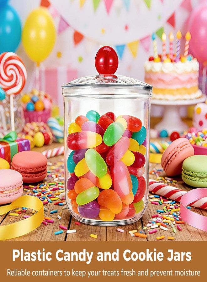 COSYOO 4 Pack 47 oz Clear Plastic Candy Jars with Lids, Large Cookie Storage Containers for Kitchen Counter, Wide Mouth Candy Cookie Canisters for Snacks Treats - Image 3