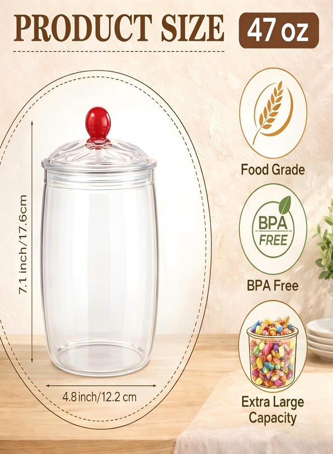 COSYOO 4 Pack 47 oz Clear Plastic Candy Jars with Lids, Large Cookie Storage Containers for Kitchen Counter, Wide Mouth Candy Cookie Canisters for Snacks Treats - Image 2