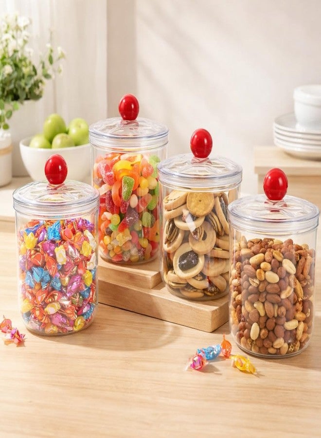 COSYOO 4 Pack 47 oz Clear Plastic Candy Jars with Lids, Large Cookie Storage Containers for Kitchen Counter, Wide Mouth Candy Cookie Canisters for Snacks Treats - Image 4