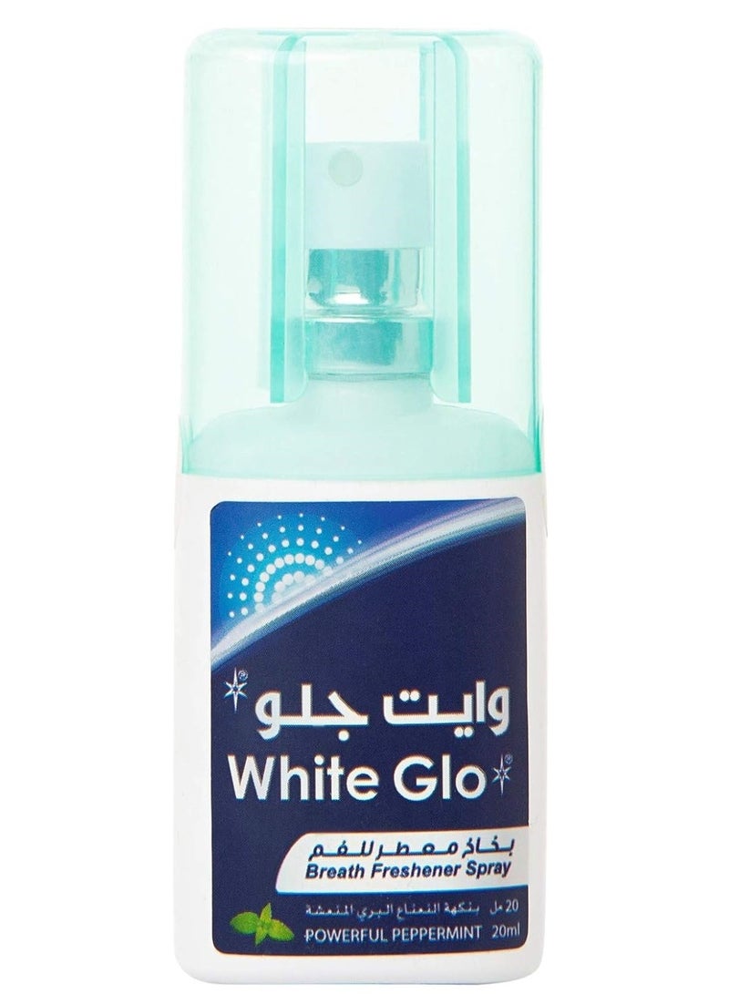 وايت غلو معطر بخاخ لرائحة الفم والنفس بنكهة النعناع البري المنعشة 20 مل