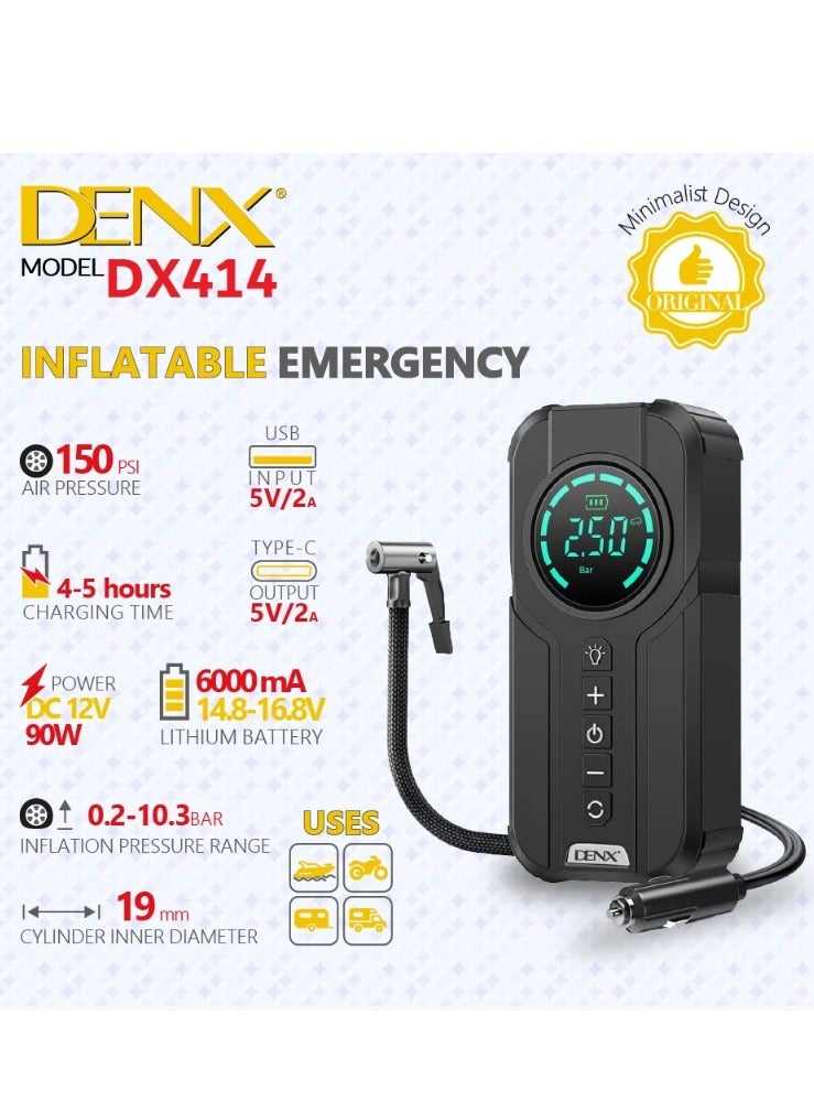 Denx Portable battery car starter subscription 6000 mAh with built-in air blower DX414 - Image 2