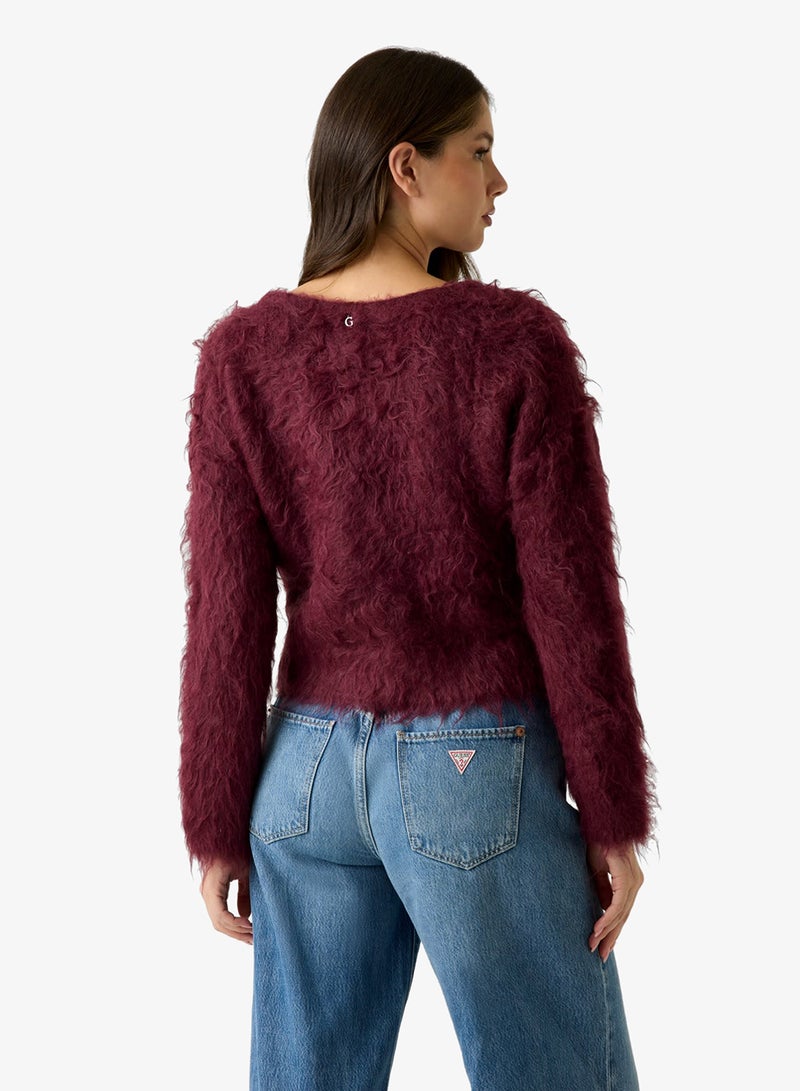 جس كارديجان توميكو بأزرار فيونكة وأكمام طويلة ورقبة على شكل - Image 2