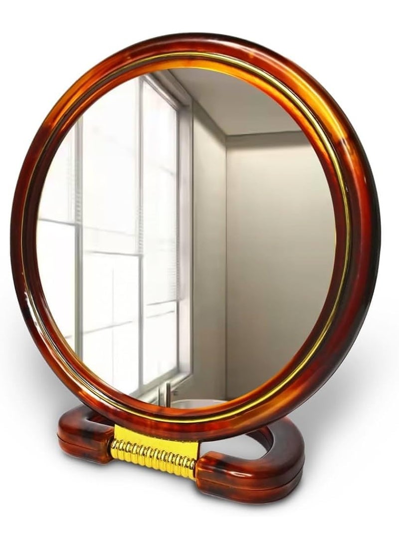 Round Beauty Tabletop Mount Makeup Mirror Both Sides One Side Magnifying Stand Mirror for BathroomDressing TableShavingParlours and Salons XL 18cm x 18cm  - Image 1