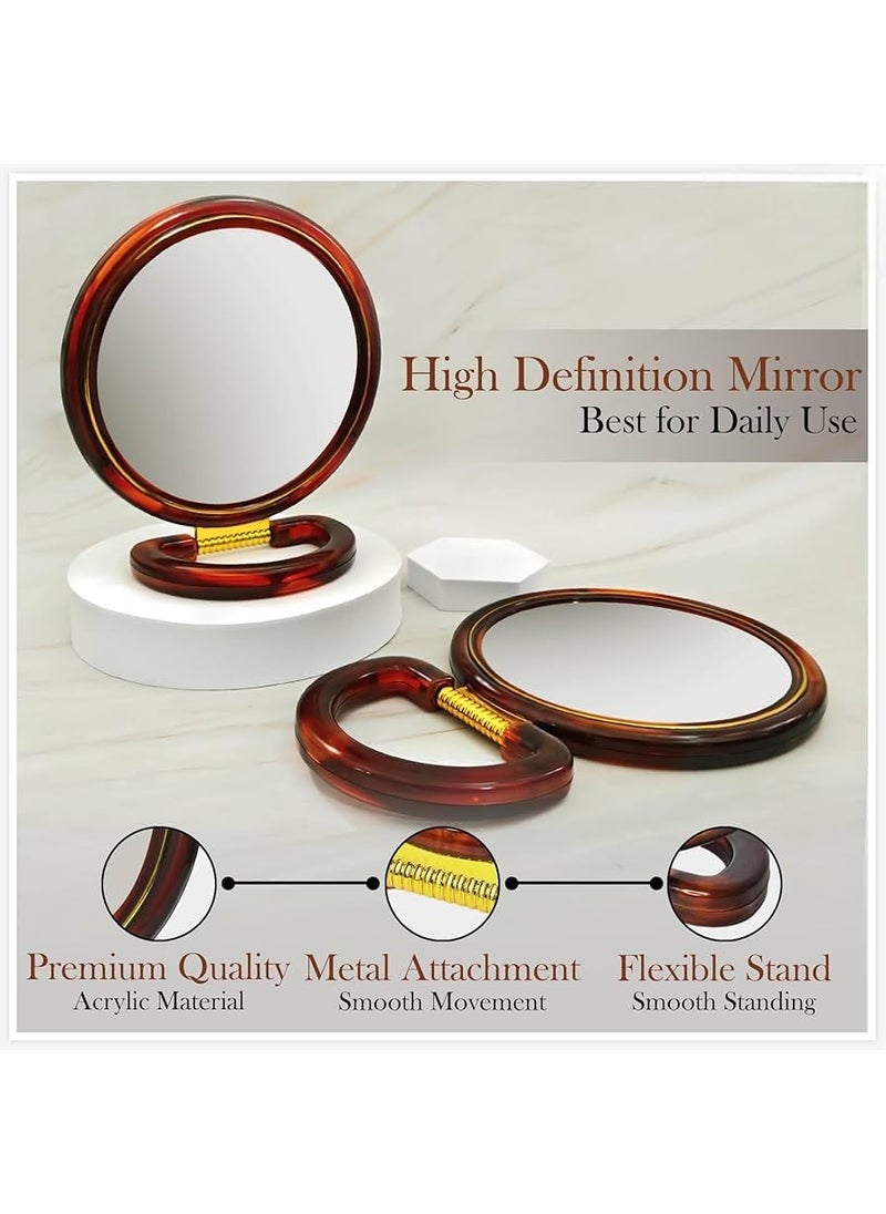 Round Beauty Tabletop Mount Makeup Mirror Both Sides One Side Magnifying Stand Mirror for BathroomDressing TableShavingParlours and Salons XL 18cm x 18cm  - Image 3