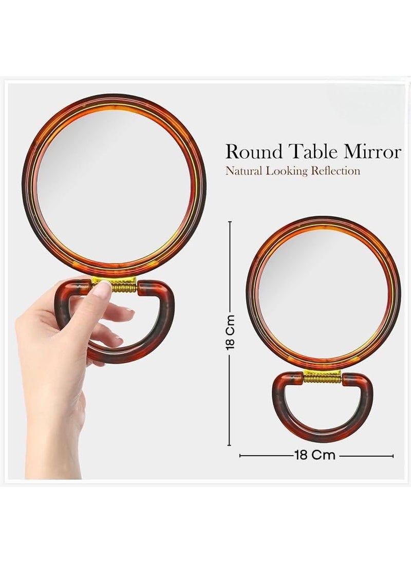 Round Beauty Tabletop Mount Makeup Mirror Both Sides One Side Magnifying Stand Mirror for BathroomDressing TableShavingParlours and Salons XL 18cm x 18cm  - Image 2