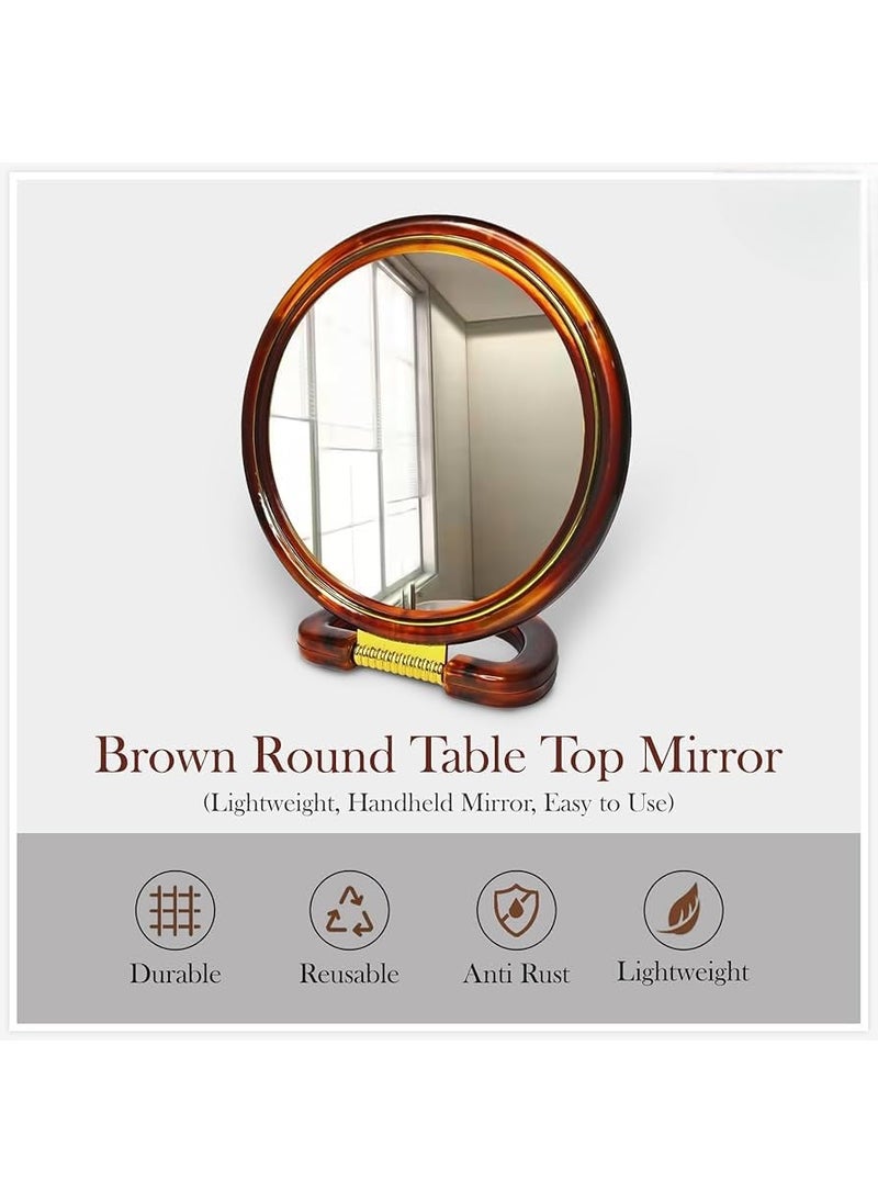 Round Beauty Tabletop Mount Makeup Mirror Both Sides One Side Magnifying Stand Mirror for BathroomDressing TableShavingParlours and Salons XL 18cm x 18cm  - Image 5