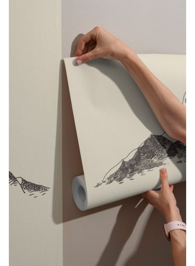 Home Gallery Rocky Mountains Fabric Wallpaper Covers An Area ​​Up To 4.2Mx3M With Adhesive  And Smoothing Tool - Image 1