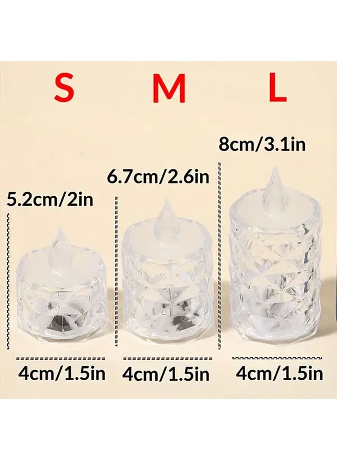 Cheng Nuan Flameless Led Tea Light Candles 3pcs Size M Battery Operated Safe Simulated Fire Crystal Embellished Round Plastic Containers Ideal For Halloween Christmas Party Decorations Wedding Table Lights Holiday Gifts Atmosphere Decor Indoor Use Candle Holder Decor - Image 3