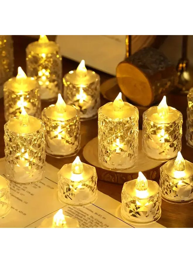 Cheng Nuan Flameless Led Tea Light Candles 3pcs Size M Battery Operated Safe Simulated Fire Crystal Embellished Round Plastic Containers Ideal For Halloween Christmas Party Decorations Wedding Table Lights Holiday Gifts Atmosphere Decor Indoor Use Candle Holder Decor - Image 4