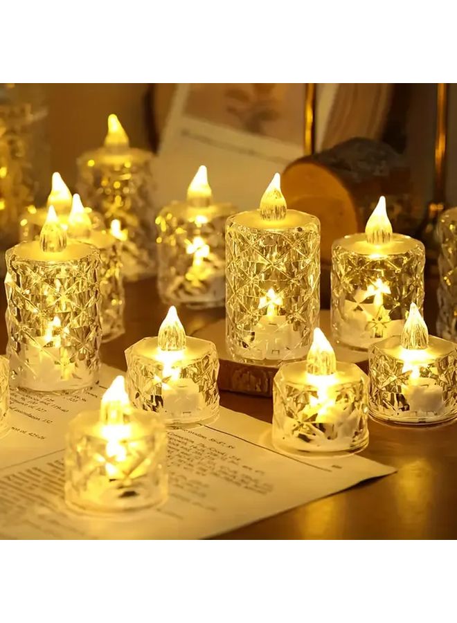 Cheng Nuan Flameless Led Tea Light Candles 3pcs Size M Battery Operated Safe Simulated Fire Crystal Embellished Round Plastic Containers Ideal For Halloween Christmas Party Decorations Wedding Table Lights Holiday Gifts Atmosphere Decor Indoor Use Candle Holder Decor - Image 2