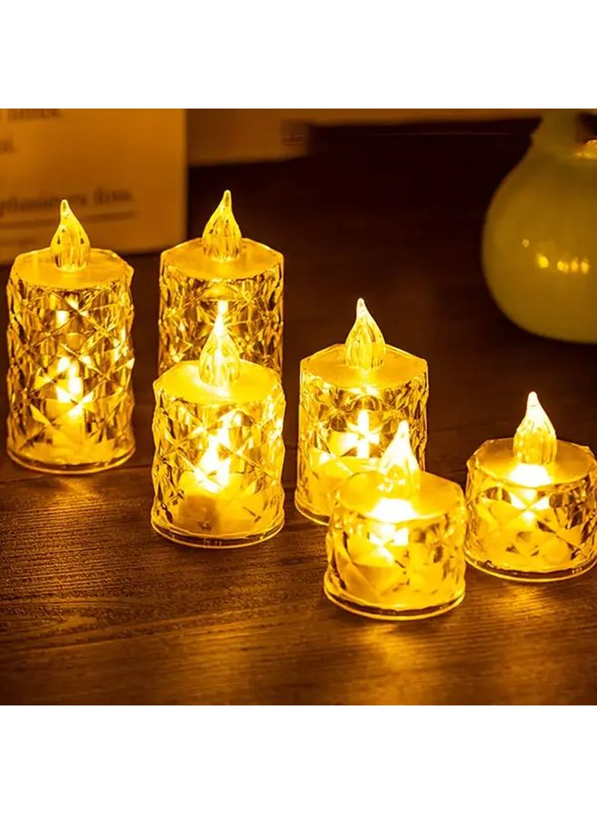 Cheng Nuan Flameless Led Tea Light Candles 3pcs Size M Battery Operated Safe Simulated Fire Crystal Embellished Round Plastic Containers Ideal For Halloween Christmas Party Decorations Wedding Table Lights Holiday Gifts Atmosphere Decor Indoor Use Candle Holder Decor - Image 1