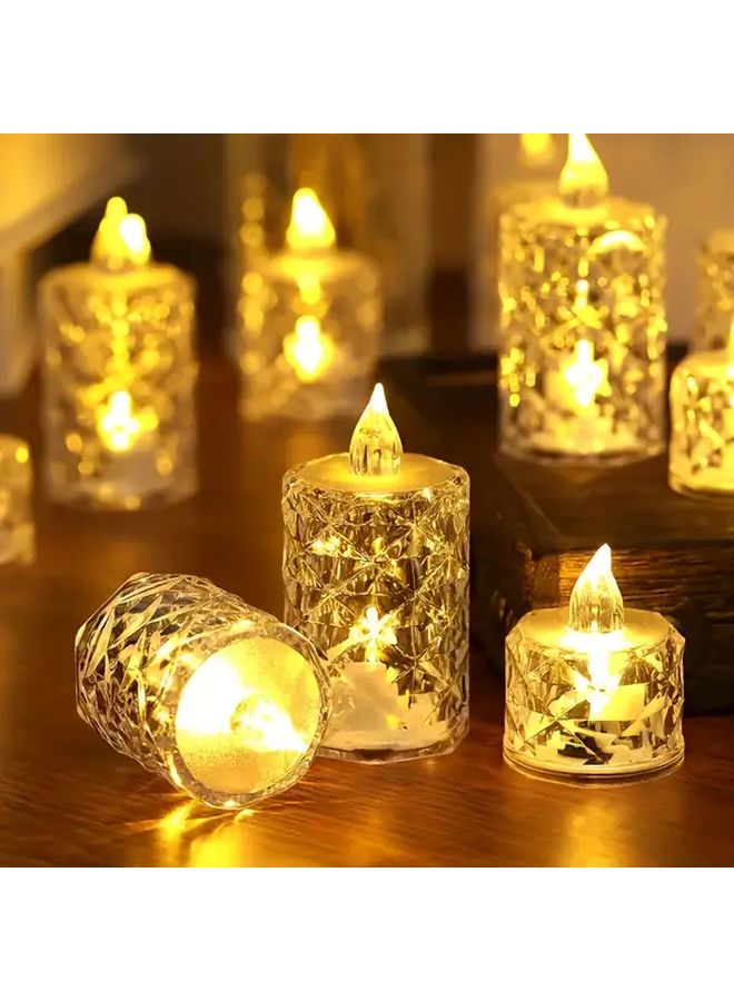 Cheng Nuan Flameless Led Tea Light Candles 3pcs Size M Battery Operated Safe Simulated Fire Crystal Embellished Round Plastic Containers Ideal For Halloween Christmas Party Decorations Wedding Table Lights Holiday Gifts Atmosphere Decor Indoor Use Candle Holder Decor - Image 5