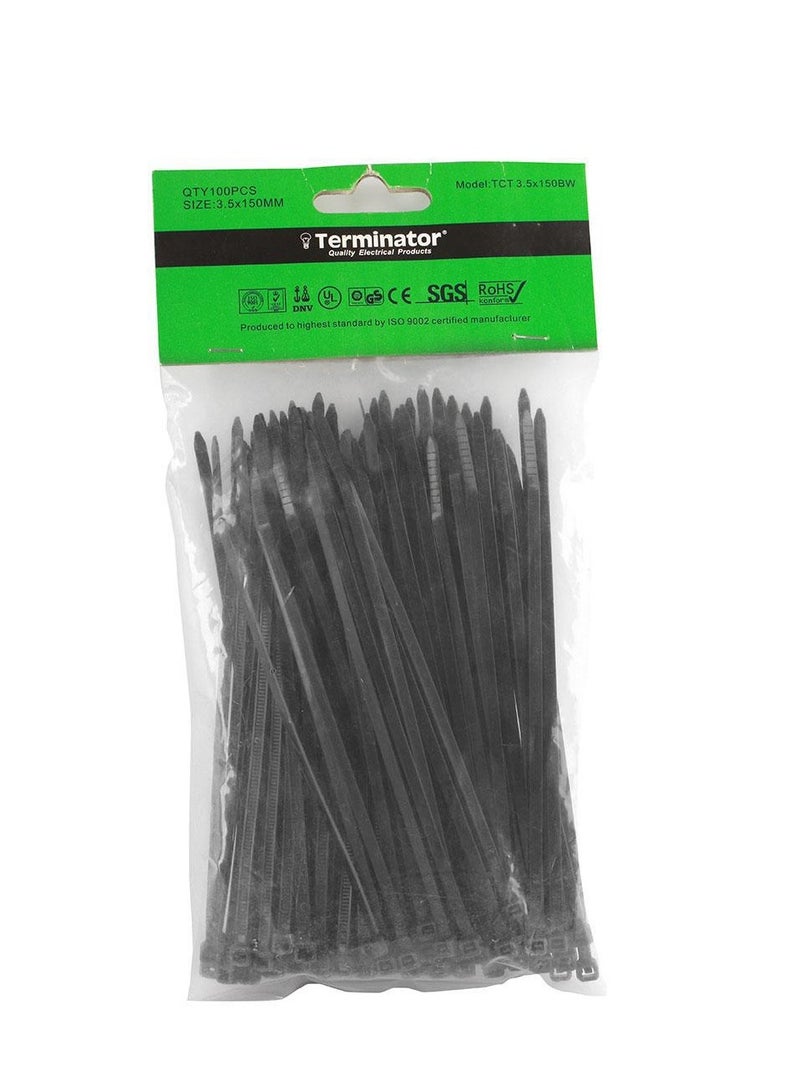 Terminator Cable Ties Black 100PCS TCT 3.5X150 BW