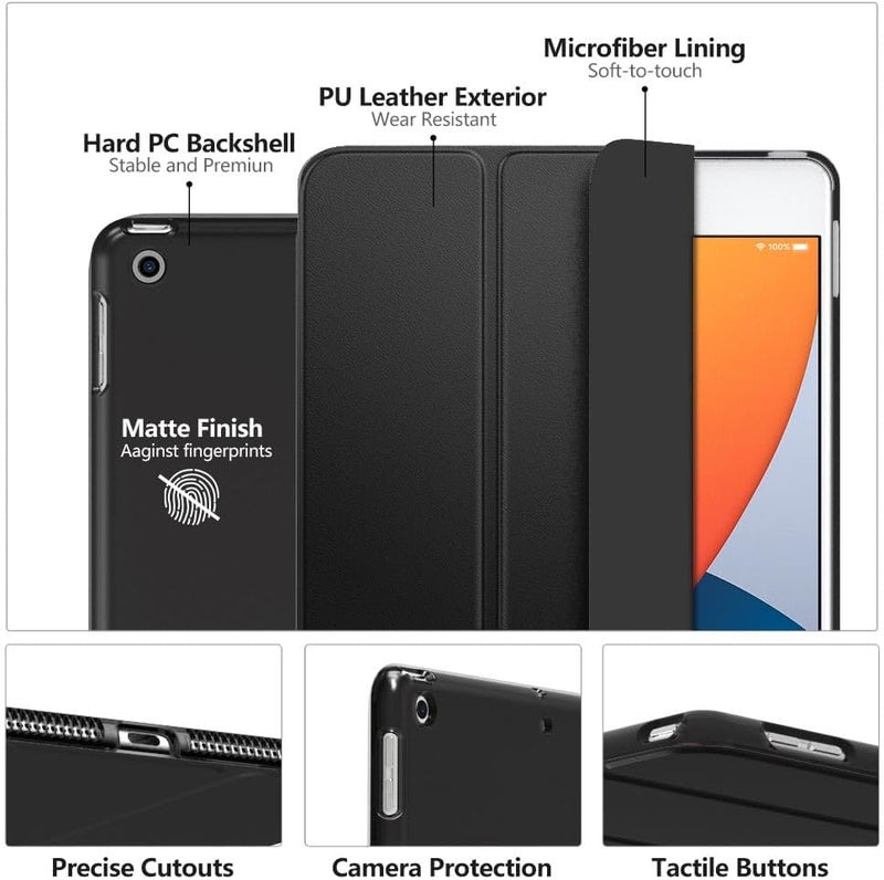MoKo Case Fit New iPad 9th Generation 2021/8th Generation 2020/7th Gen 2019, iPad 10.2 Case - Slim Smart Shell Stand Cover with Translucent Frosted Back Protector, (Auto Wake/Sleep), Black - Image 3