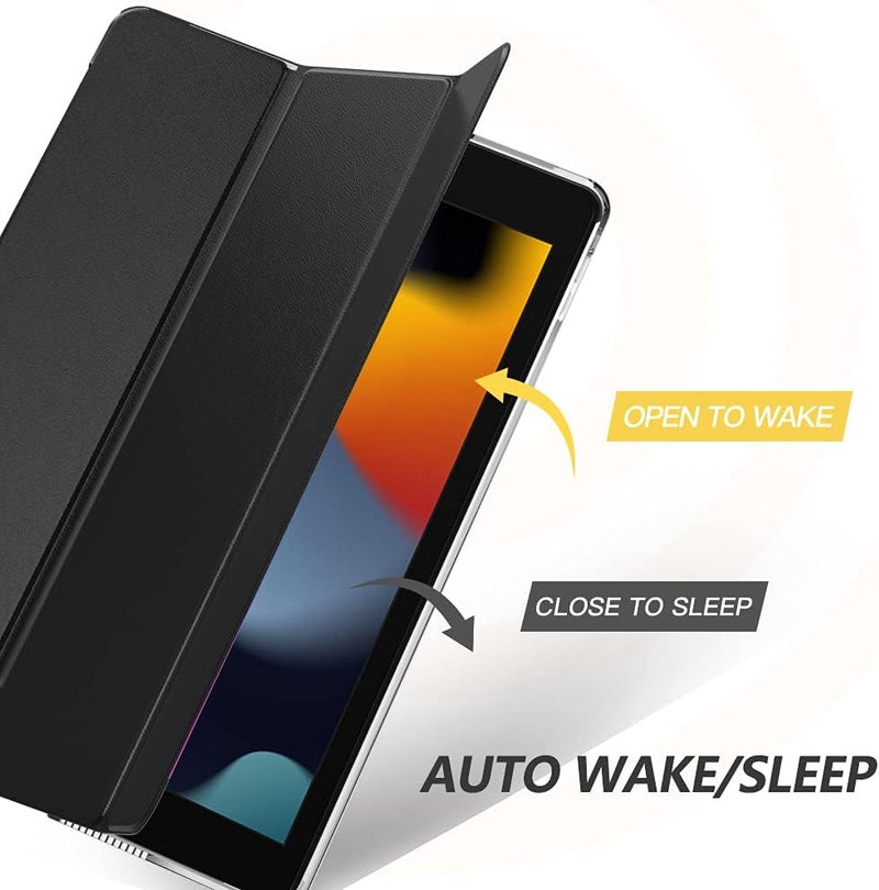 MoKo Case Fit New iPad 9th Generation 2021/8th Generation 2020/7th Gen 2019, iPad 10.2 Case - Slim Smart Shell Stand Cover with Translucent Frosted Back Protector, (Auto Wake/Sleep), Black - Image 4