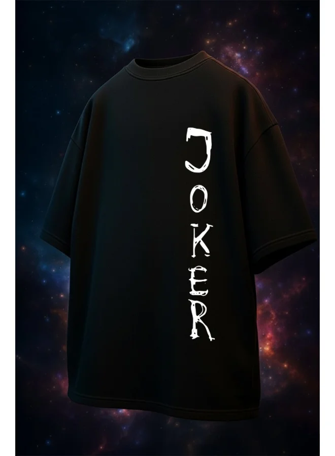 فيردو Veirdo® Pure Cotton Round Neck Half Sleeve Oversized Baggy Fit Drop Shoulder Back Printed Black T-Shirt for Men (OS_V_Joker_BK_XL)
