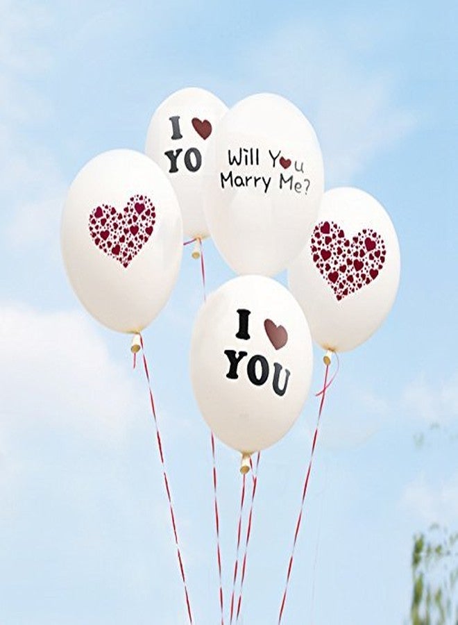 DelightBox Proposal Decorations, Marry Me Balloons Set for Engagement Party, 5 Piece Kit with 12 Inch Will You Marry Me & I Love You Decor, Red and White Valentines Day Supplies - Image 2