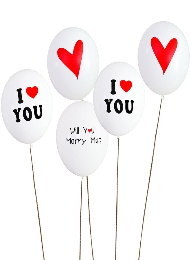 DelightBox Proposal Decorations, Marry Me Balloons Set for Engagement Party, 5 Piece Kit with 12 Inch Will You Marry Me & I Love You Decor, Red and White Valentines Day Supplies - Image 3