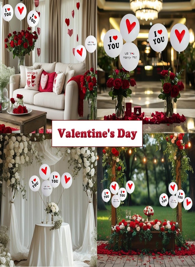 DelightBox Proposal Decorations, Marry Me Balloons Set for Engagement Party, 5 Piece Kit with 12 Inch Will You Marry Me & I Love You Decor, Red and White Valentines Day Supplies - Image 5