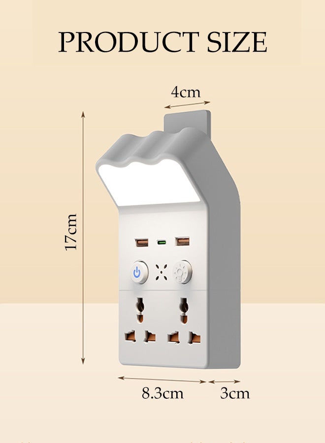 DUNISO 6 IN 1 Power Strip Surge Protector Extension Plug Multiple Outlets with 3 Color Modes and Stepless Dimming Night Light USB C Fast Charger 2 USB Ports Wall Socket Plug Extender with Switches for Home Office Travel - Image 4