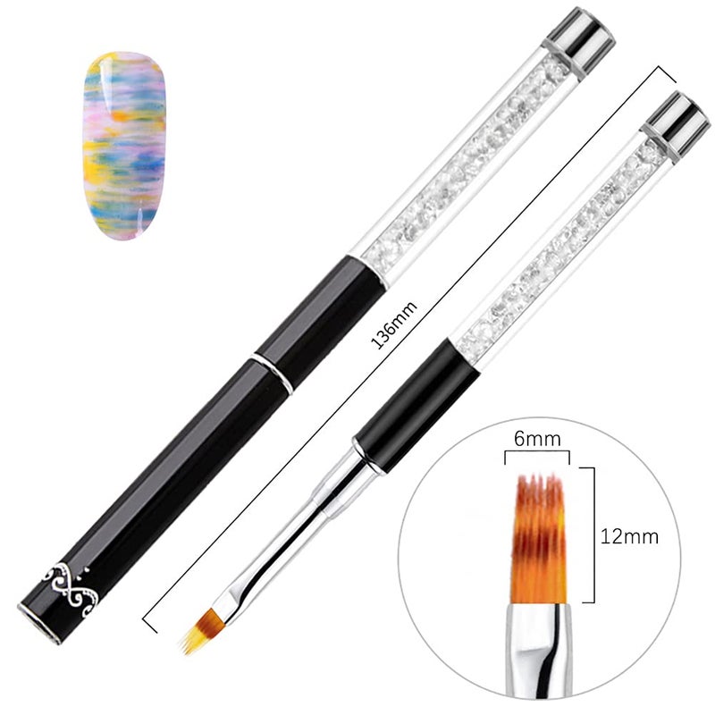 SILPECWEE 3Pcs Acrylic Nail Ombre Brush Set Double-Head Sponge Pen Wooden Nail Gradient Brush With 4Pcs Replaceable Sponge Manicure Tools - Image 4