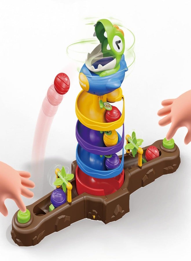 Humzo Dinosaur Ball Drop Toy for 3 4 5 6 7 8 Years Old Kids, Dino Spin Twister Toddlers Toy, Shoot Balls Toddler Montessori Toys Gifts for 3-6 Year Old Boys Girls, 2 Players PK Mode - Image 1