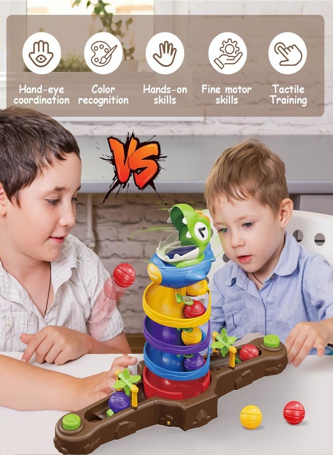 Humzo Dinosaur Ball Drop Toy for 3 4 5 6 7 8 Years Old Kids, Dino Spin Twister Toddlers Toy, Shoot Balls Toddler Montessori Toys Gifts for 3-6 Year Old Boys Girls, 2 Players PK Mode - Image 2