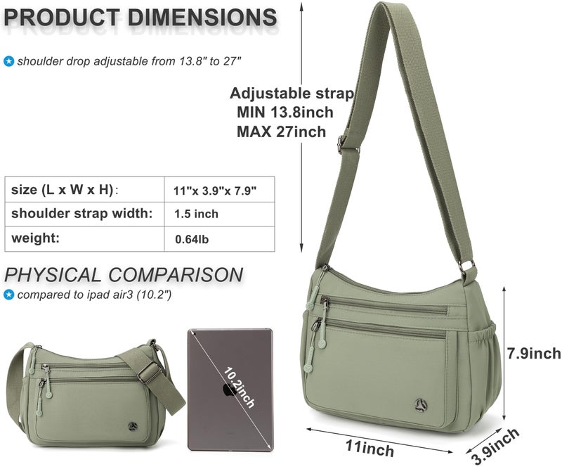 Pealwel Casual Crossbody Bag with Anti Theft Pocket - Women Lightweight Water-Resistant Purse Bag (Light Green) - Image 5