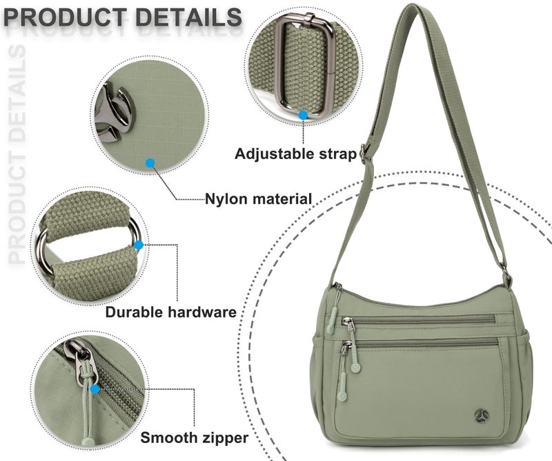 Pealwel Casual Crossbody Bag with Anti Theft Pocket - Women Lightweight Water-Resistant Purse Bag (Light Green) - Image 4