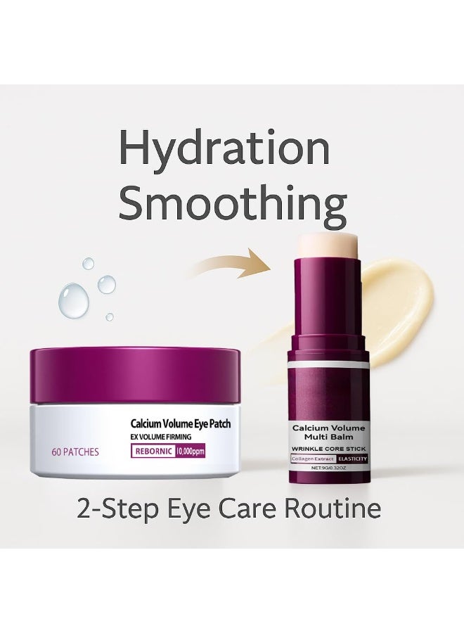 اترجسز العناية بالعين ثنائي - حجم الكالسيوم متعدد عصا البلسم + الهيدروجيل تحت بقع العين 60ea (30 أزواج) ، ترطيب وعلاج العيون المسلسة ، لطيف على الجلد ، صديق للسفر - Image 2