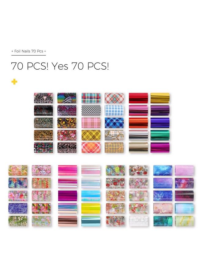 BURANO Nail Art Foil Glue Gel 15Ml 2 Bottles With 70Pcs Foil Stickers Set Nail Foil Glue For Nails Designer Nail Foils Nail Art Foil Transfer Gel - Image 4