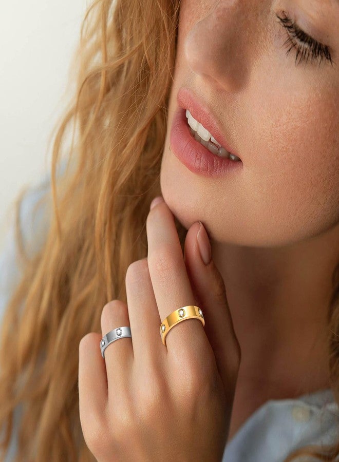 MPRAINBOW خواتم ذهبية MPRAINBOW للنساء، مطلية بالذهب عيار 18 من الفولاذ المقاوم للصدأ مع زركونيا مكعبة، خاتم صداقة لحفلات الزفاف، مجوهرات عصرية، هدايا عيد الميلاد وعيد الميلاد لها، الأم، الصديقة - Image 3