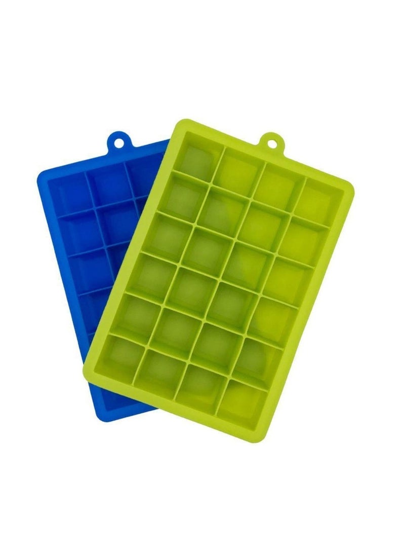 Clazkit قوالب مكعبات الثلج المصنوعة من السيليكون من كلازكيت، عبوة من قطعتين - ٢٤ تجويفًا لكل قالب ثلج [متعدد الألوان] - Image 1