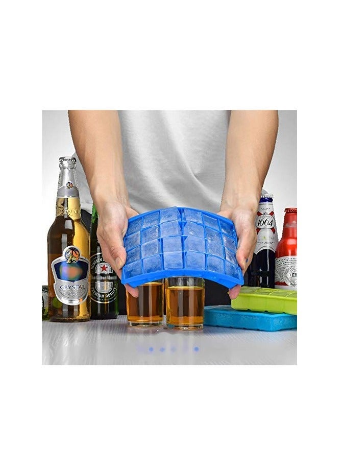 Clazkit قوالب مكعبات الثلج المصنوعة من السيليكون من كلازكيت، عبوة من قطعتين - ٢٤ تجويفًا لكل قالب ثلج [متعدد الألوان] - Image 2