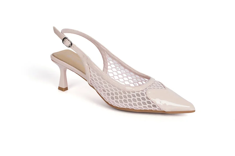 Cuple Ladies Mid heel slingback mules on mesh