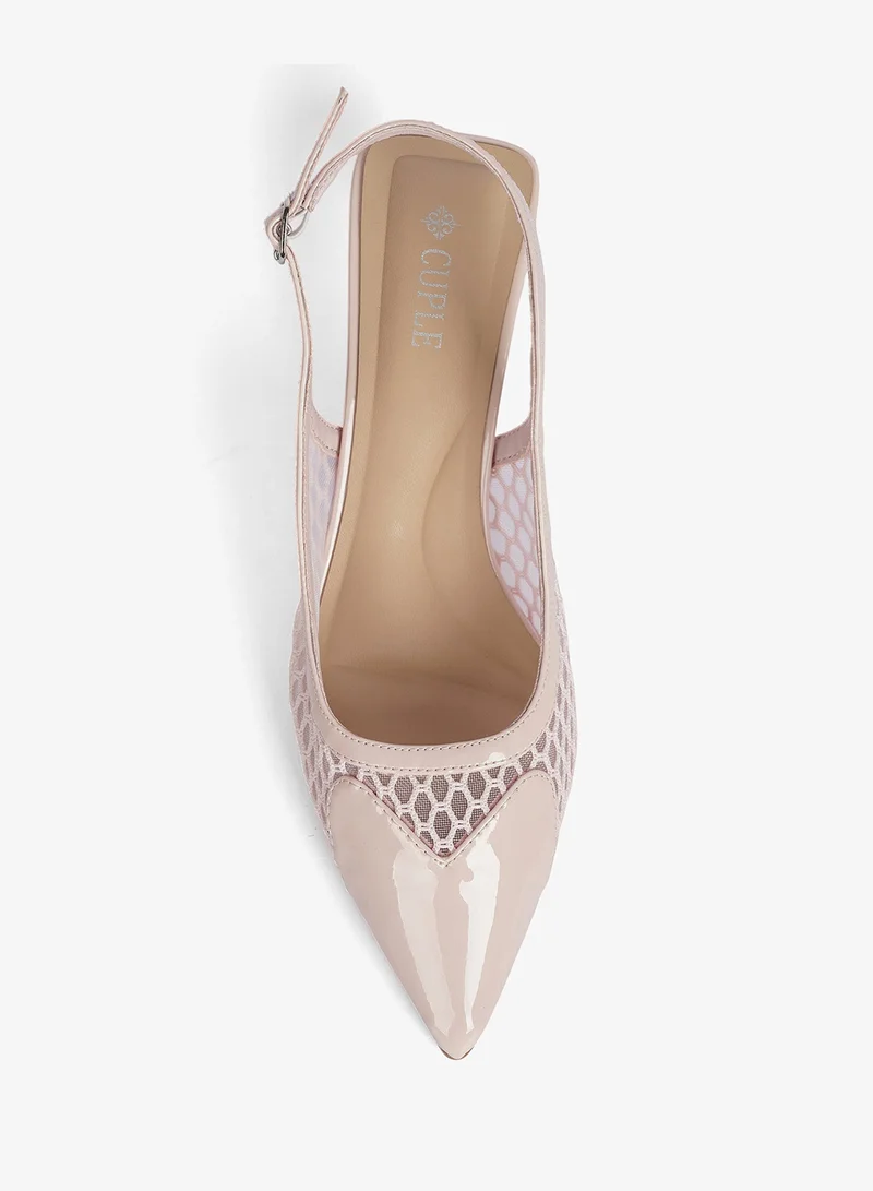 Cuple  Ladies Mid heel slingback mules on mesh for Women | Best Price UAE