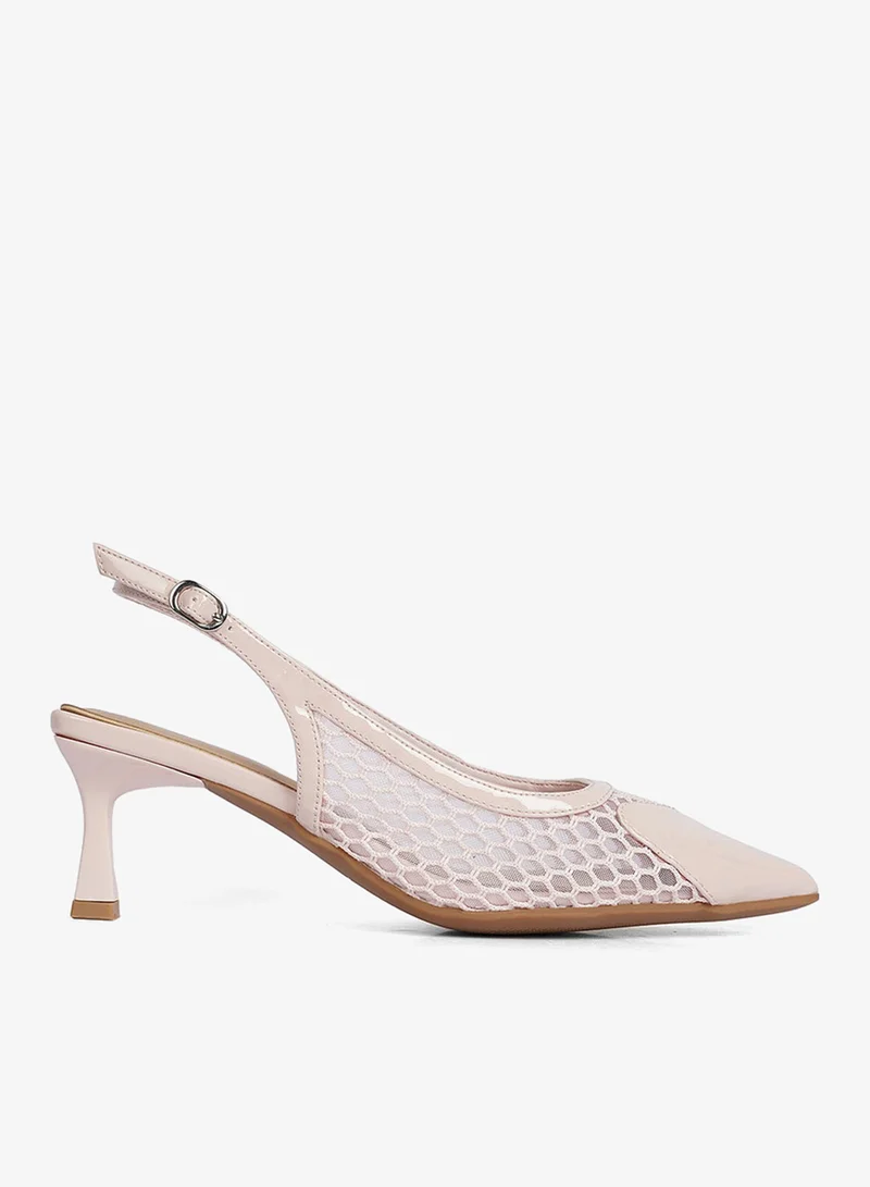 Cuple Ladies Mid heel slingback mules on mesh