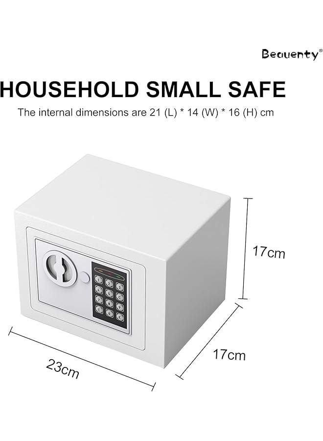 erorex Safe Box All Steel Digital Safe Deposit Box With Electronic Keypad Lock And Key Lock For Home Office Hotel Security Box Safe Cabinet For Jewelry Cash Passport Documents White - Image 2