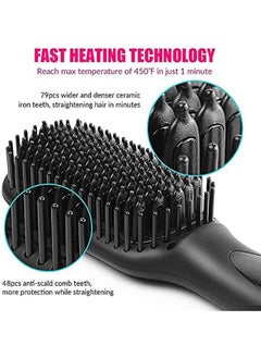General Hair Straightener Brush, Ionic Hair Straightening Brush with Fast MCH Ceramic Heating, Anti-Scald, Auto Temperature Lock and Auto-Off Function, Portable Straightening Comb for Home  - Image 2