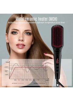 General Hair Straightener Brush, Ionic Hair Straightening Brush with Fast MCH Ceramic Heating, Anti-Scald, Auto Temperature Lock and Auto-Off Function, Portable Straightening Comb for Home  - Image 3