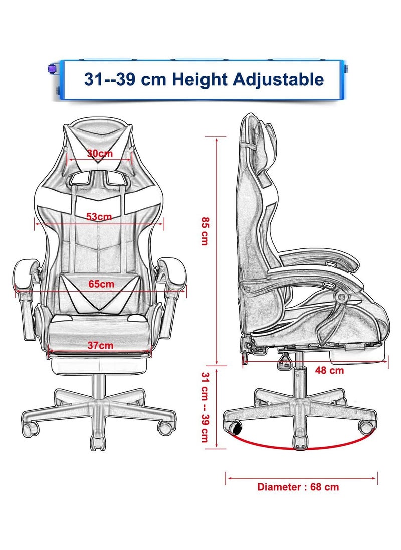 ZUIHAO - Adjustable Video Game Chairs with Footrest for Home Office - Image 1