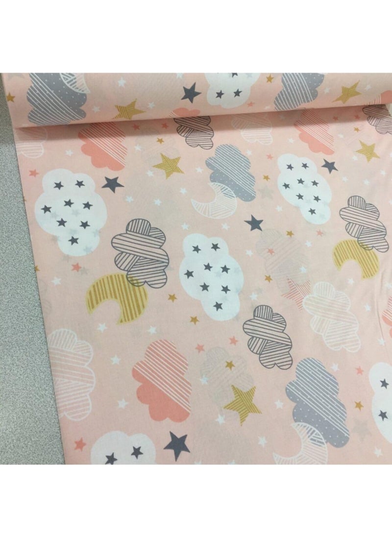 Bebek Özel - Baby Special 100% Cotton Baby and Kids Elastic Sheet with Moon Star Cloud Pattern 70 x 140 cm - Image 1