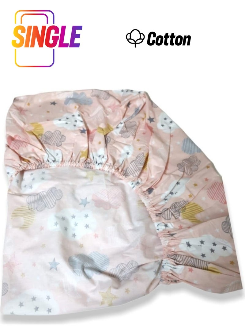 Bebek Özel - Baby Special 100% Cotton Baby and Kids Elastic Sheet with Moon Star Cloud Pattern 70 x 140 cm - Image 1