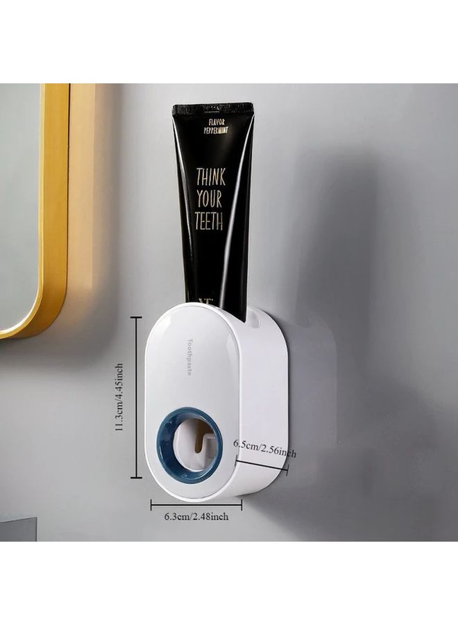 White And Blue Automatic Toothpaste Squeezer Wall Mounted Toothbrush Holder 1pc - Image 3