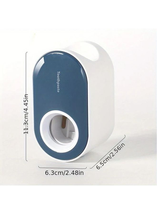 White And Blue Automatic Toothpaste Squeezer Wall Mounted Toothbrush Holder 1pc - Image 4
