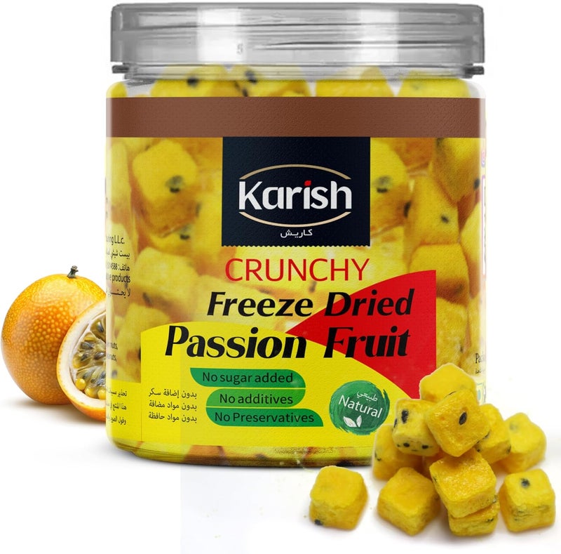 Karish Crunchy Bites Freeze-Dried Passion fruit Snacks - 100% Real Frozen Fruit - Light, Crispy & Healthy Go-To Snack - No Added Sugar - 55 g - Image 1