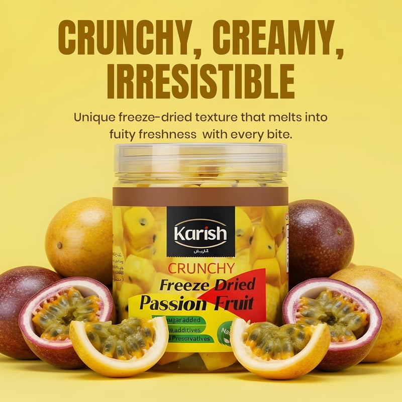 Karish Crunchy Bites Freeze-Dried Passion fruit Snacks - 100% Real Frozen Fruit - Light, Crispy & Healthy Go-To Snack - No Added Sugar - 55 g - Image 5