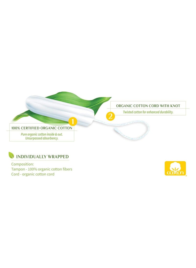 أورجانيك سدادات قطنية للنساء توفر حماية كاملة من قطن عضوي وتدفق طبيعي بمقاس عادي من 16 قطعة من اورجانيك - عبوة من قطعة عدد 1 - Image 4